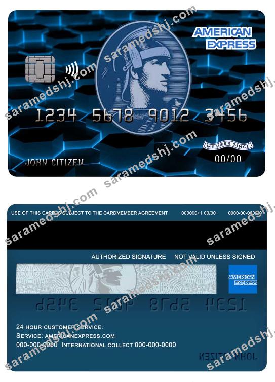 USA New York American Express Blue bank credit card